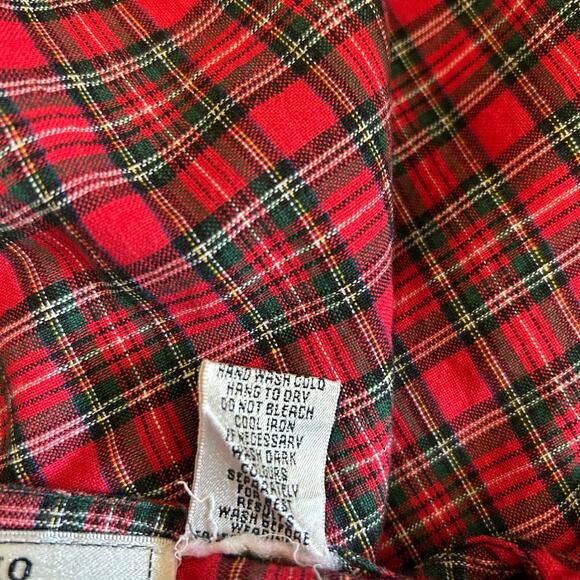 Vtg 90s Black Red Velvet Christmas Vest Womens Medium Plaid Embroidered Textured - Picture 4 of 6